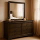 Transitional Wooden Dresser with 6 Drawers and Metal Handles, Gray