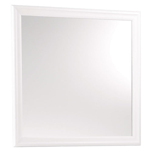 Transitional Square Mirror | Wood Encasing | Convex Edges | White