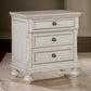 30" 3-Drawer Molded Nightstand with Bun feet, Antique White By Casagear Home