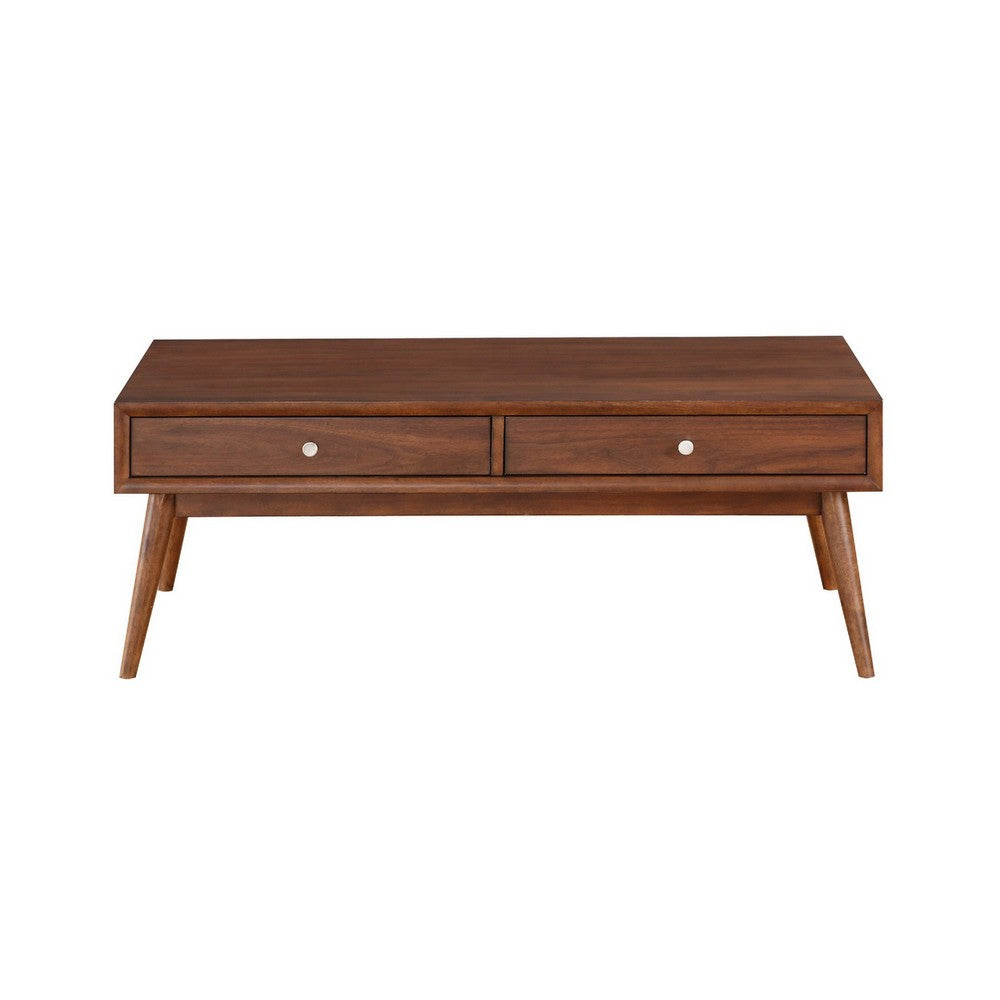 Coffee Table | Wood | 2 Drawer | Splayed Legs | Walnut Brown