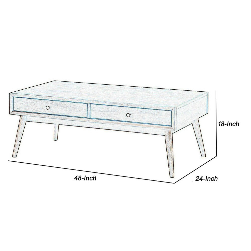 Coffee Table | Wood | 2 Drawer | Splayed Legs | Walnut Brown