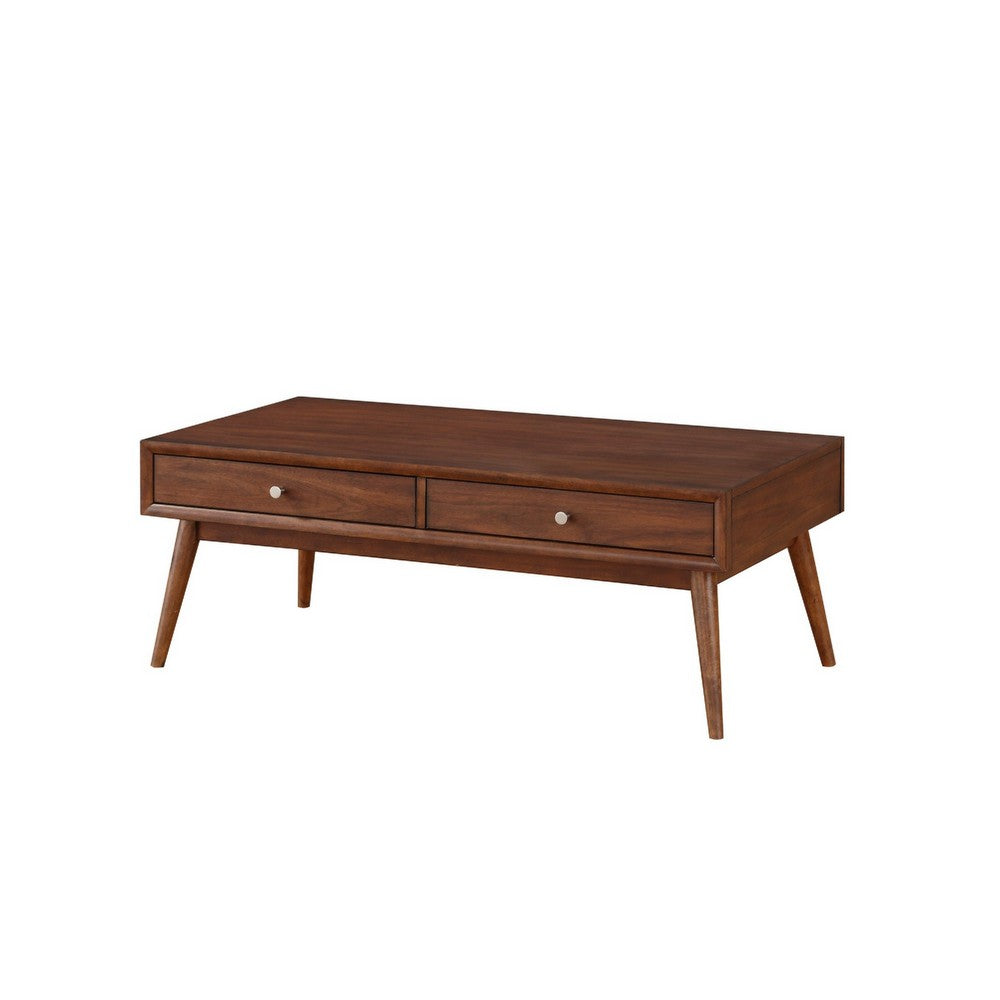 Coffee Table | Wood | 2 Drawer | Splayed Legs | Walnut Brown