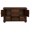 Traditional 2 Cabinets Wooden Buffet with Molded Details and Bun Feet,Brown By Casagear Home BM220168