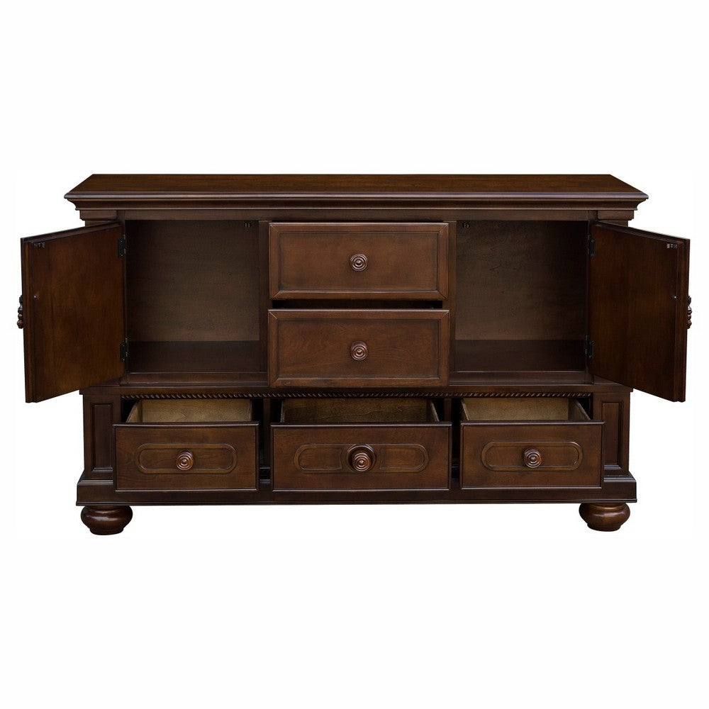 Cabinet Buffet | Traditional | 2 Doors | Molded Details | Bun Feet | Brown