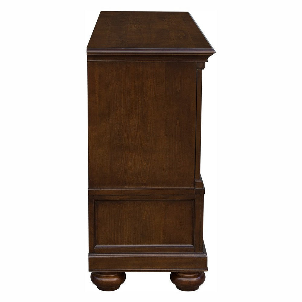 Traditional 2 Cabinets Wooden Buffet with Molded Details and Bun Feet,Brown By Casagear Home BM220168