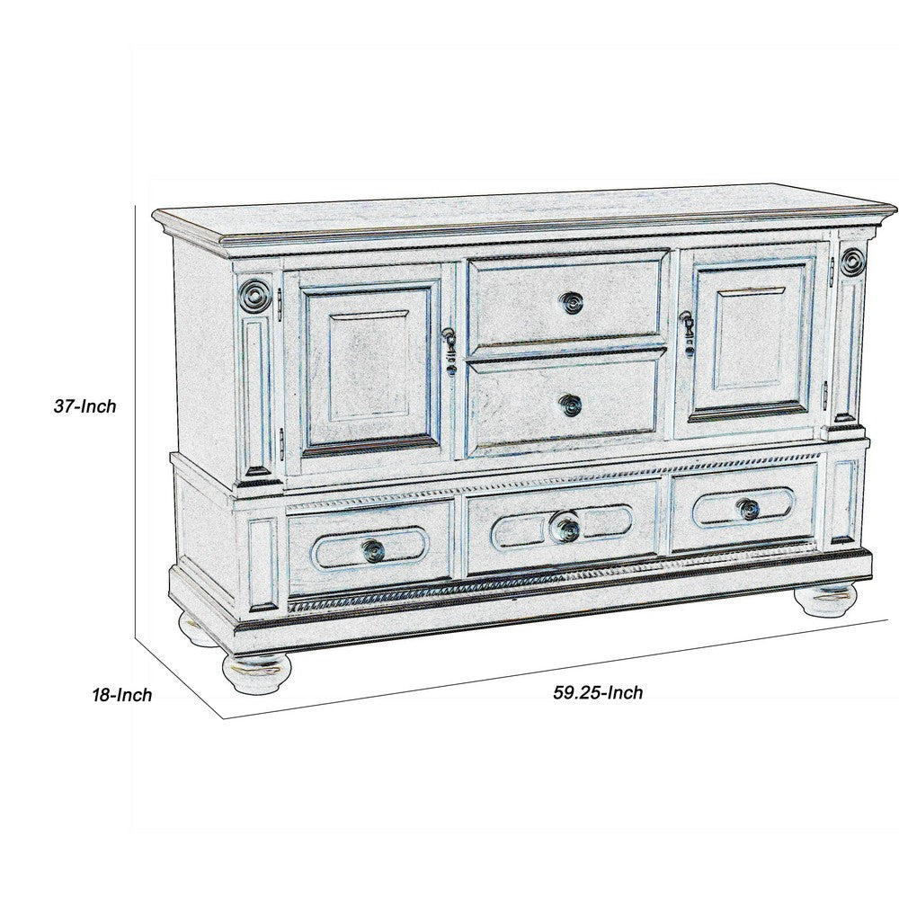 Cabinet Buffet | Traditional | 2 Doors | Molded Details | Bun Feet | Brown