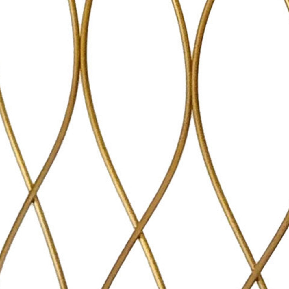 3 Panel Metal Frame Screen with Twisted Oval Design Gold BM220188