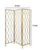 3 Panel Metal Frame Screen with Twisted Oval Design Gold BM220188
