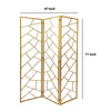 3 Panel Metal Frame Screen with Lattice Cut Out Design Gold BM220189