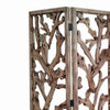 72 Inch 3 Panel Screen Divider, Rustic, Mulberry Branch Design, Brown By Casagear Home