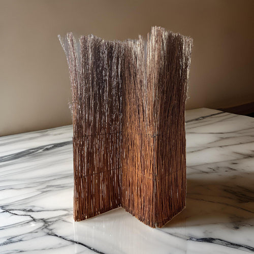 Room Divider | 3 Panel | Vertically Aligned Willow Branches | Brown