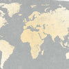 Wall Art | Wood Surfboard | World Map Print | Gray & White