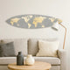 Wall Art | Wood Surfboard | World Map Print | Gray & White