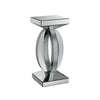 Square Wooden End Table with Curved Body and Rhinestone Accents, Silver