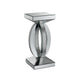 Square Wooden End Table with Curved Body and Rhinestone Accents, Silver