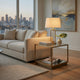 Glass Top Square Contemporary Table with Tubular Metal Base, Gold