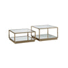 Glass Top Square Contemporary Table with Tubular Metal Base, Gold