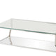 Glass Top Coffee Table with Metal Frame and Mirror Shelf Chrome By Casagear Home BM220278