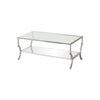 Coffee Table | Glass Top | Metal Frame | Mirror Shelf | Chrome