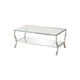 Coffee Table | Glass Top | Metal Frame | Mirror Shelf | Chrome