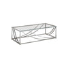 Tempered Glass Top Coffee Table with Metal Tubular Legs, Chrome and Clear