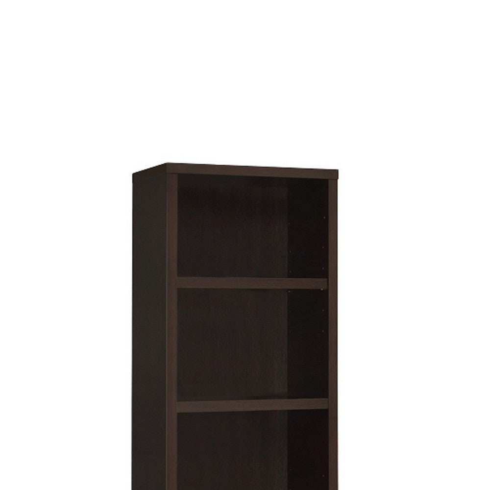 3 Shelf Wooden Media Tower with 2 Drawers Dark Brown BM220300