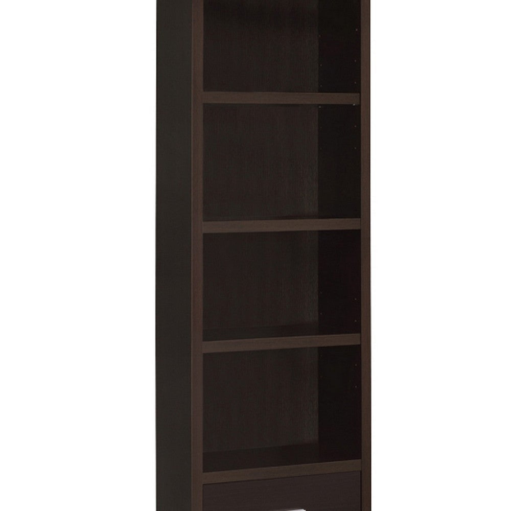 3 Shelf Wooden Media Tower with 2 Drawers Dark Brown BM220300