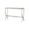 Sofa Table | Glass Top | Metal Frame | Mirror Shelf | Chrome