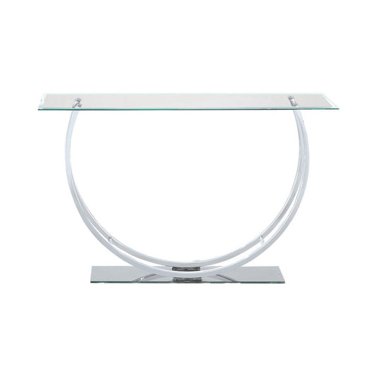 Sofa Table | Contemporary U Shape Glass Top | Silver