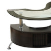 Coffee Table | Contemporary S Shape Wood Base | Glass Top | Silver & Brown