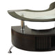 Coffee Table | Contemporary S Shape Wood Base | Glass Top | Silver & Brown
