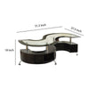 Coffee Table | Contemporary S Shape Wood Base | Glass Top | Silver & Brown