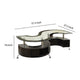 Coffee Table | Contemporary S Shape Wood Base | Glass Top | Silver & Brown