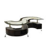 Coffee Table | Contemporary S Shape Wood Base | Glass Top | Silver & Brown
