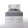 8 Drawer Eastern King Bed with Bookcase Headboard and Round Knobs, White