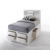 8 Drawer Eastern King Bed with Bookcase Headboard and Round Knobs, White