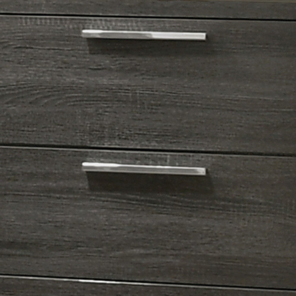 2 Drawer Wooden Nightstand with Bar Pulls and Panel Support Gray BM220326