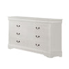 6 Drawer Wooden Dresser with Metal Hanging Pulls and Bracket Feet, White By Casagear Home