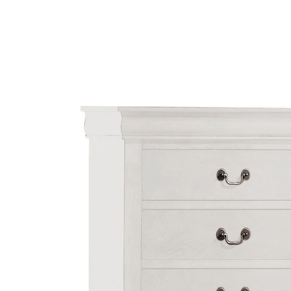 47 5-Drawer Chest with Metal Hanging Pulls White By Casagear Home BM220335