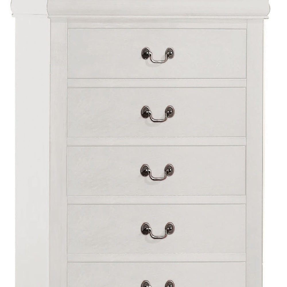 47 5-Drawer Chest with Metal Hanging Pulls White By Casagear Home BM220335