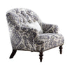 Tufted Back Chair with 1 Accent Pillow and Tribal Design, Blue and White