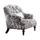 Tufted Back Chair with 1 Accent Pillow and Tribal Design, Blue and White
