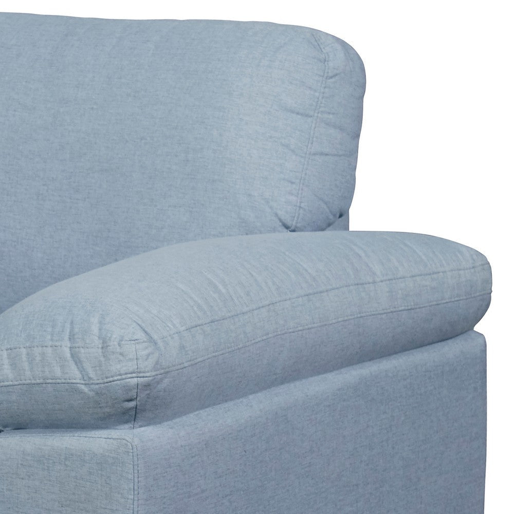 Transitional Fabric Upholstered Chair with Pillow Top Armrests Light Blue By Casagear Home BM220388