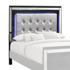 Twin Headboard | Faux Crystal Tufted Fabric | LED Trim | Silver & Black