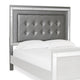 Twin Headboard | Faux Crystal Tufted Fabric | LED Trim | Gray