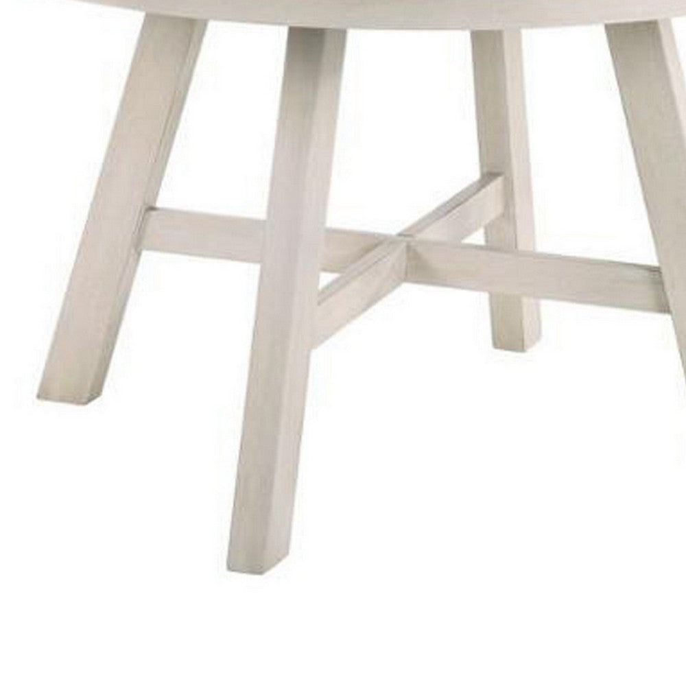 Wooden Top Dining Table with Angled Legs and Braces Support,Brown and White By Casagear Home BM220408