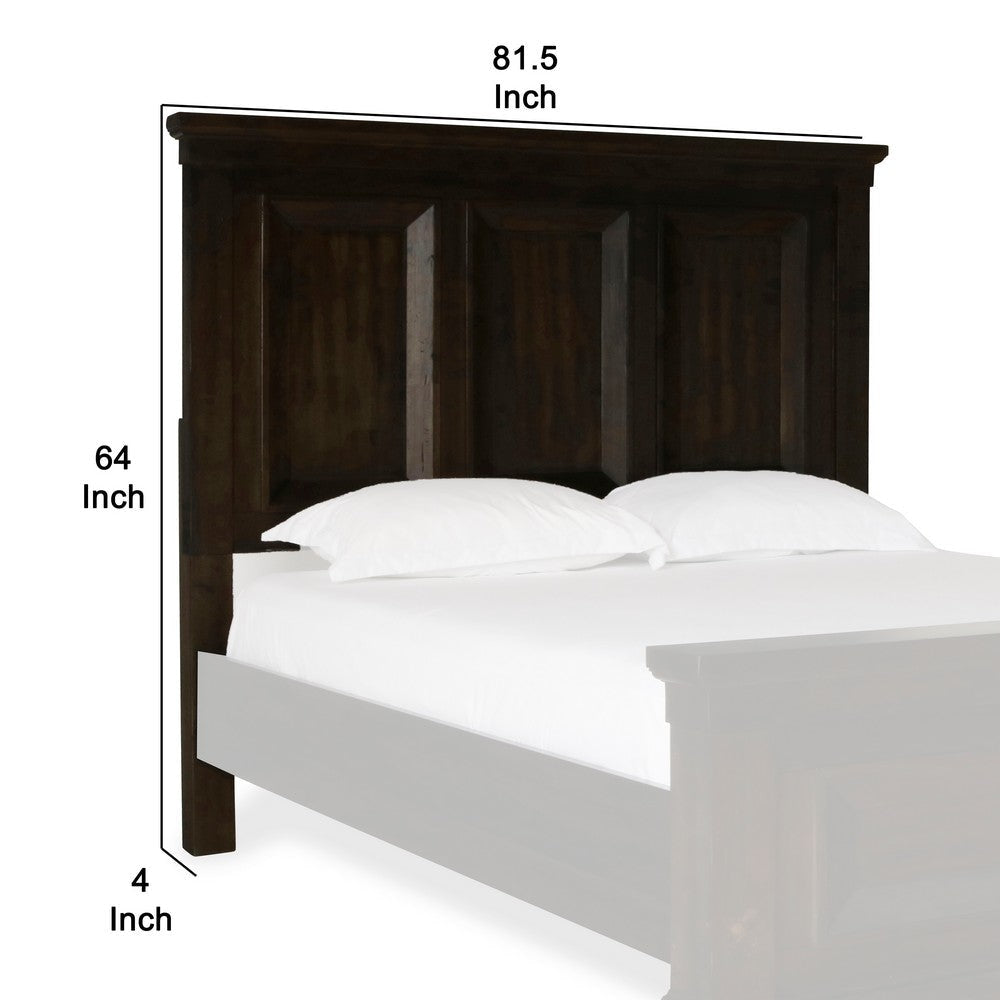 Transitional Eastern King Wooden Headboard with Panel Style Design Brown By Casagear Home BM220453