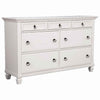 7 Drawer Wooden Dresser with Ring Pulls and Molded Top, White