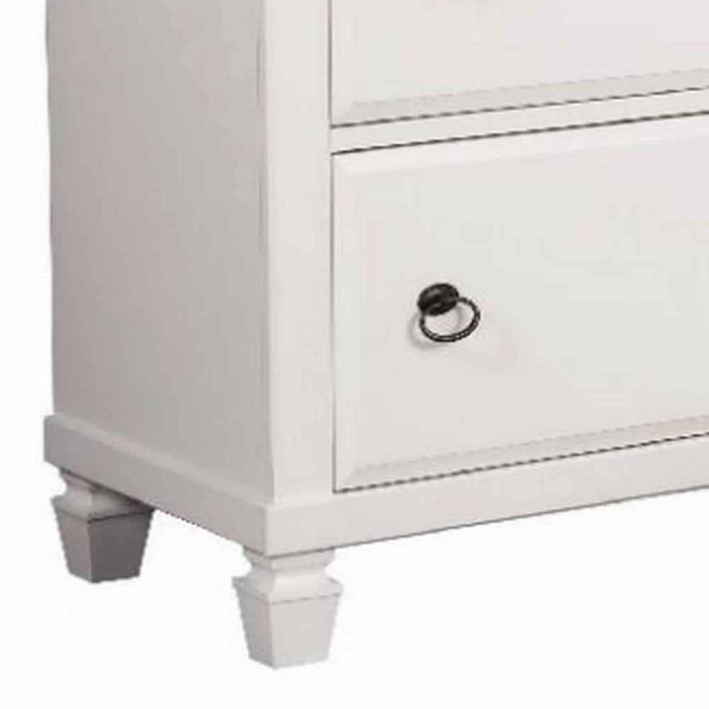7 Drawer Wooden Dresser with Ring Pulls and Molded Top, White
