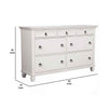7 Drawer Wooden Dresser with Ring Pulls and Molded Top, White